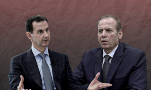 رئيس النظام السوري بشار الأسد ومحافظ الحسكة اللواء غسان خليل (تعديل عنب بلدي)