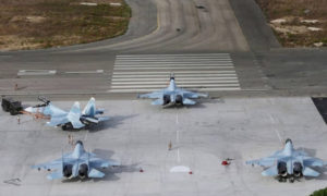 طائرات في قاعدة حميميم الروسية بريف اللاذقية (تويتر: VladZinen)