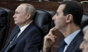 رئيس النظام السوري بشار الأسد بجانب الرئيس الروسي فلاديمير بوتين (سبوتنيك)