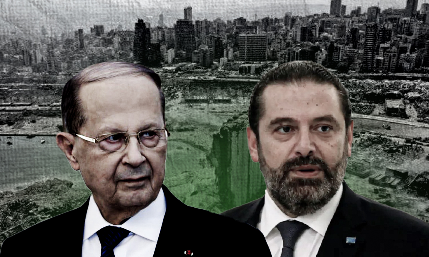 الرئيس اللبناني ميشال عون ورئيس الحكومة المكلف سعد الحريري (تعديل عنب بلدي)