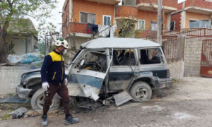 انفجار سيارة مفخخة في قرية بكسريا في 15 من آذار ( المصدر_ صفحة الدفاع المدني السوري في 