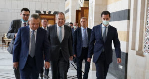 بشار الأسد ووفد روسي يرأسه وزير الخارجية سيرغي لافروف - 7 من أيلول 2020 (الرئاسة السورية)