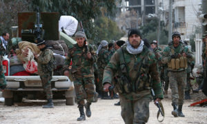 قوات النظام تنتشر في أحد أحياء جنوب غربي حلب_ شباط 2020 (الحرة)
