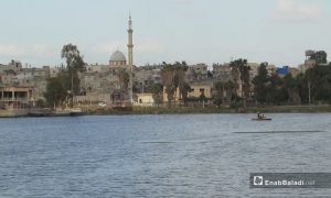 بحيرة مزيريب في ريف درعا الغربي - نيسان 2021 (عنب بلدي/ حليم محمد)
