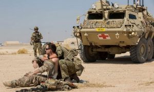 جنود في التحالف الدولي يتدربون على إخلاء قاعدة عين الأسد الأمريكية في العراق - تشرين الأول 2019 (غرفة عمليات العزم الصلب)