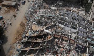 جانب من الدمار الذي ألحقه القصف الإسرائيلي على قطاع غزة_ أيار 2021 (وفا)