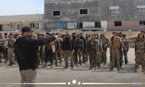 عناصر من لواء الشمال في الفيلق الأول في قاعدة عسكرية بريف حلب الغربي - 7 نيسان 2020 (الفيلق الأول)