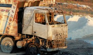 
114 / 5000
نتائج الترجمة
شاحنة محترقة في موقع انفجار خزان وقود في عكار شمال لبنان- 15 آب 2021 (رويترز)