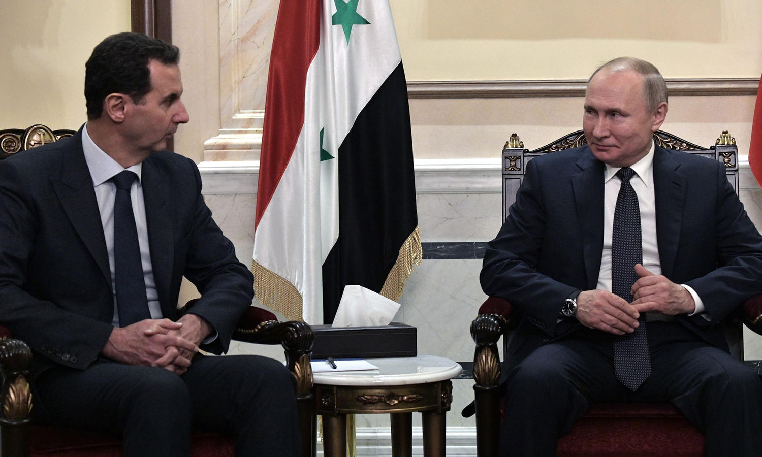 الرئيس الروسي فلاديمير بوتين ورئيس النظام السوري بشار الأسد (سبوتنيك)