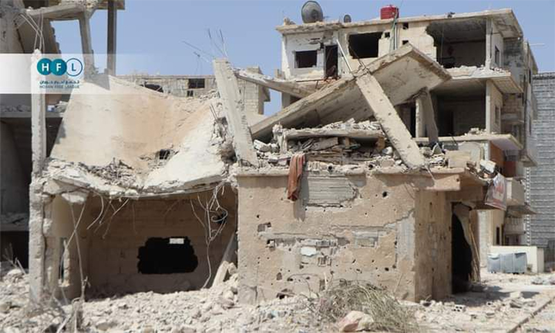 صورة تظهر حجم الدمار في درعا البلد نتيجة استهداف قوات النظام للمدينة- 28 آب 2021 (تجمع أحرار حوران)