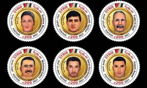 ستة طوابع لشخصيات رياضية سورية (المؤسسة السورية للبريد)