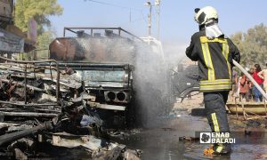 تفجير ضرب مدينة عفرين شمال حلب وأسفر عن وقوع أربعة قتلى وإصابات - 11 الأول 2021 (عنب بلدي / مالك العمر)