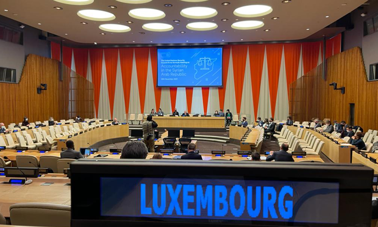 جلسة لمجلس الأمن بصيغة آريا بشأن المساءلة في جرائم الحرب في سوريا - 29 من تشرين الثاني 2021 (البعثة الدائمة للأمم المتحدة)