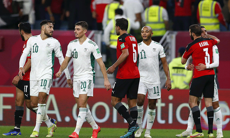 لقاء مصر والجزائر في مباراة كأس العرب- 7 من كانون الأول 2021 (بي إن سبورت عبر تويتر)