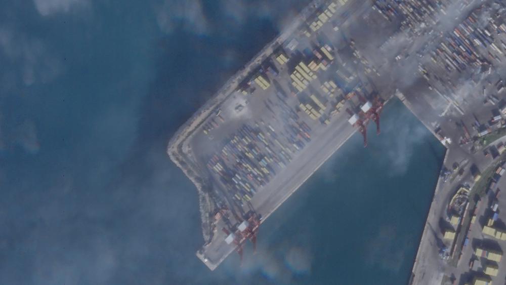 صور من الأقمار الصناعية التي التقطت لميناء اللاذقية 30 من كانون الأول 2021 (Planet Labs AP)