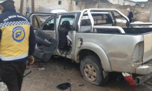 انفجار سيارة رئيس المجلس المحلي في راجو شمالي حلب_ 30 من كانون الثاني 2022 (الدفاع المدني)
