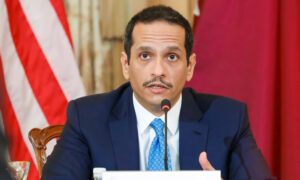 وزير الخارجية القطري محمد بن عبد الرحمن آل ثاني خلال زيارة سابقة لواشنطن في تشرين الثاني 2021 (GETTY)
