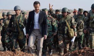 رئيس النظام السوري بشار الأسد يزور وحدات قوات النظام في محافظة إدلب شمال غربي سوريا- 23 من تشرين الأول 2019 (سانا)
