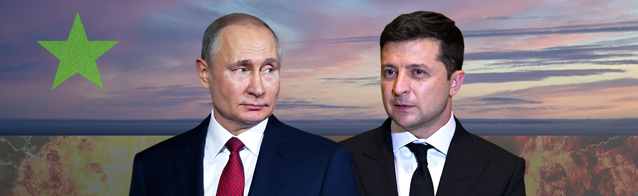 الرئيسان الروسي فلادمير بوتين والأوكراني فولوديمير زيلينسكي (تعديل عنب بلدي)
