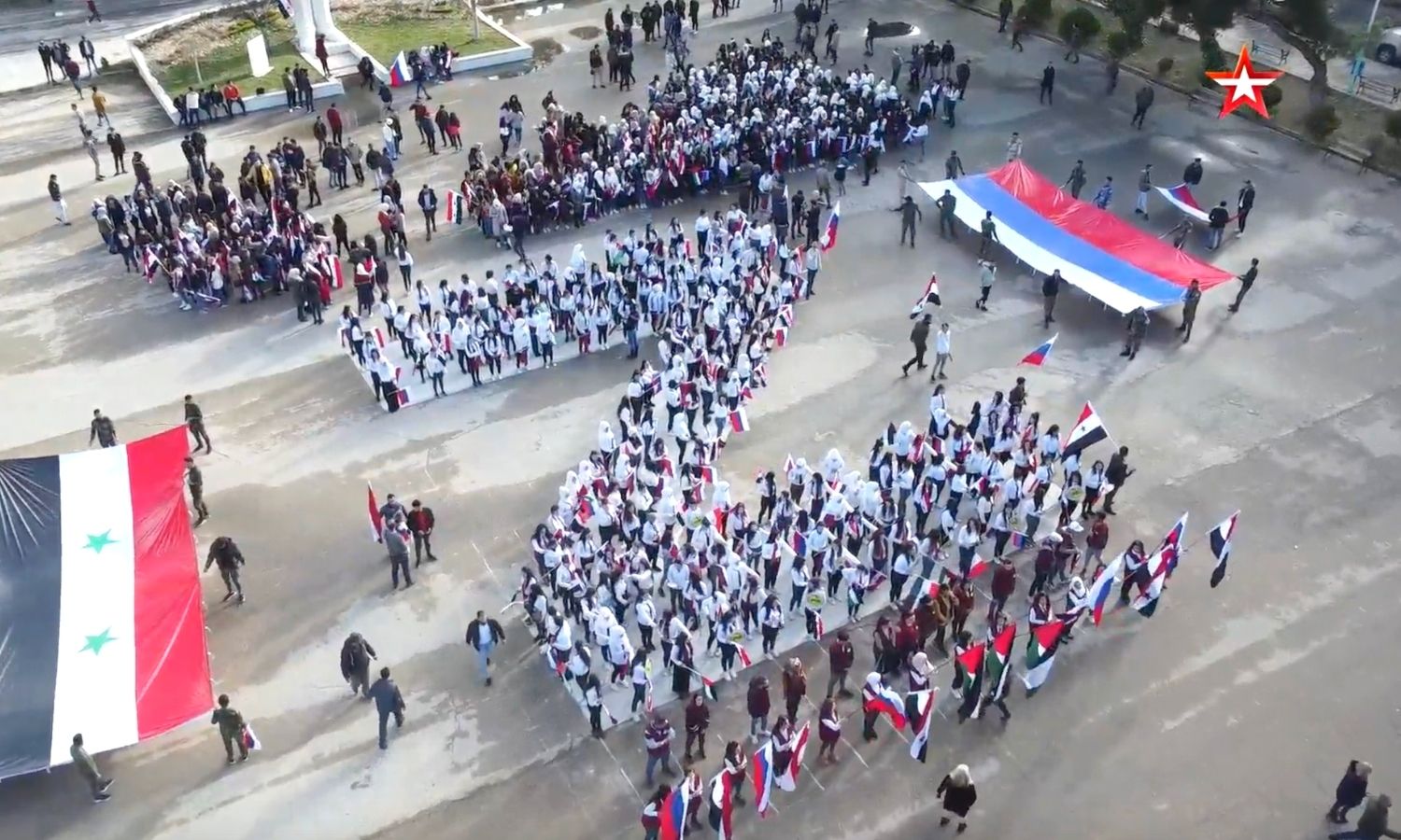 مسيرة داعمة للغزو الروسي لأوكرانيا في العاصمة السورية دمشق- 10 من آذار 2022 (tvzvezda)
