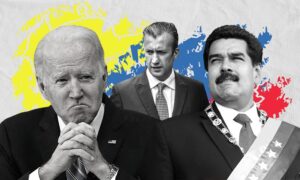 الرئيس الأمريكي، جو بايدن، والرئيس الفنزويلي، نيكولاس مادورو، ونائب الرئيس الفنزويلي، طارق العيسمي (تعديل عنب بلدي)