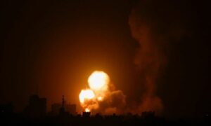 قصف إسرائيلي غرب خان يونس_ 19 من نيسان 2022 (غزة الآن)