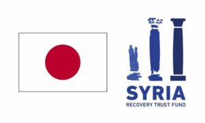 علم اليابان وشعار صندوق الائتمان لإعادة إعمار سوريا - 17 نيسان 2022 (موقع صندوق الائتمان لإعادة إعمار سوريا)