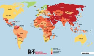 خريطة مؤشر حرية الصحافة للعام 2022 (مراسلون بلا حدود rsf.org)