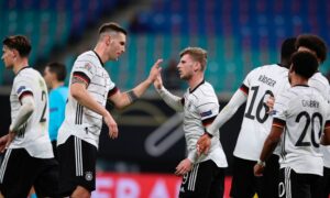 فرحة لاعبي منتخب ألمانيا بالفوز على النرويج تصفيات كأس العالم 2022 - 8 تشرين الأول 2021 (AFP)