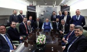 الرئيس التركي رجب طيب أردوغان خلال حديثه للصحفيين في الطائرة أثناء عودته من طهران- 20 من تموز 2022 (وكالة الأنباء التركية NTV)