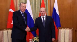 لقاء الرئيس الروسي فلاديمير بوتين، مع الرئيس التركي، رجب طيب أردوغان، في مدينة سوتشي الروسية- 5 من آب 2022 (سبوتنيك)