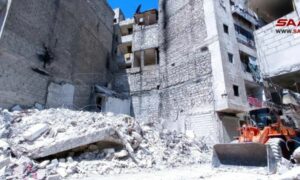 انهيار مبنى بحي الفردوس في حلب- 8 من أيلول 2022 (سانا)
