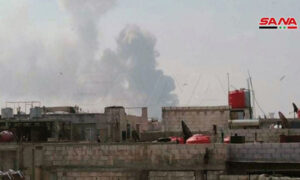 انفجار مسنتودع للذخيرة في أحد المواقع العسكرية بريف حمص - 1 أيار 2020 (سانا)