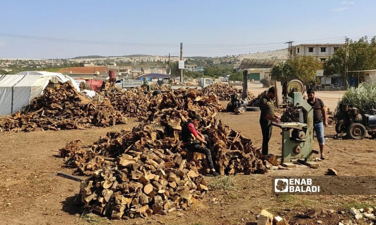 سوق لبيع الحطب في إدلب في تشرين الأول 2022 (عنب بلدي/ محمد نعسان دبل)