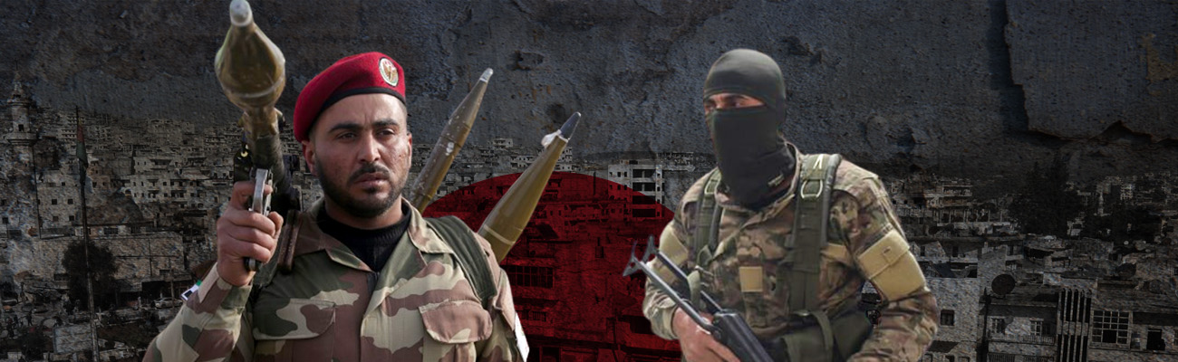 عناصر من هيئة تحرير الشام والجيش الوطني (تعديل عنب بلدي)