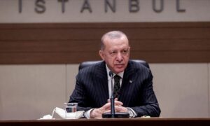 الرئيس التركي رجب طيب أردوغان خلال المؤتمر الصحفي الذي أعلن فيه عن ضحايا انفجار اسطنبول - 13 من تشرين الثاني 2022 (الأناضول)