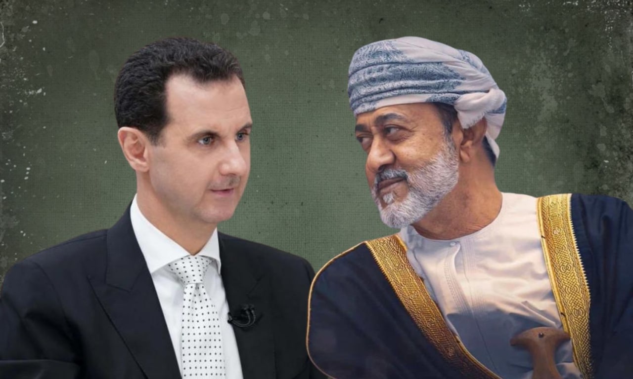 سلطان سلطنة عمان هيثم بن طارق مع رئيس النظام السوري، بشار الأسد (عنب بلدي)