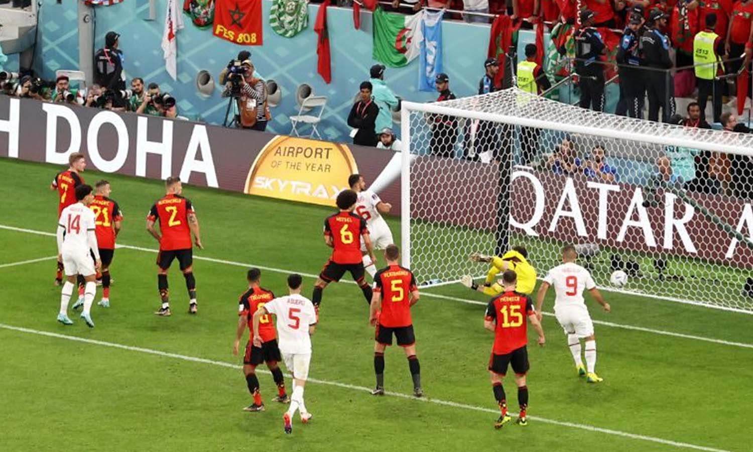 هدف المنتخب المغربي في مرمى بلجيكا مونديال قطر 2022 - 27 تشرين الثاني 2022 (Getty Images)