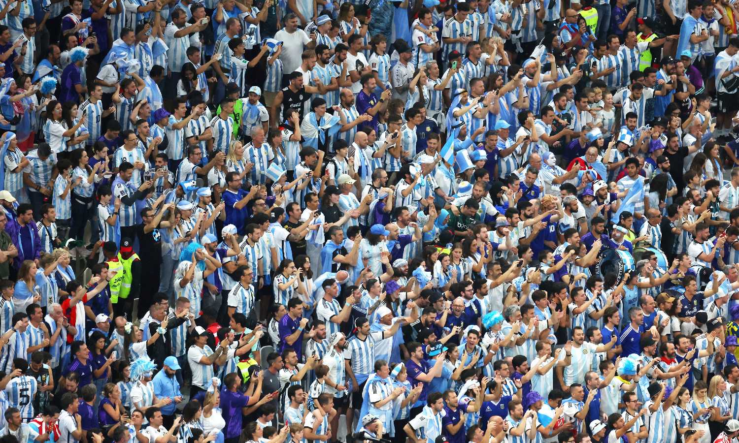 جماهير المنتخب الأرجنتيني في استاد "لوسيل" خلال نهائي كأس العالم لكرة القدم في مباراة بين الأرجنتين وفرنسا- 18 من كانون الأول 2022 (FiFa/ تويتر)