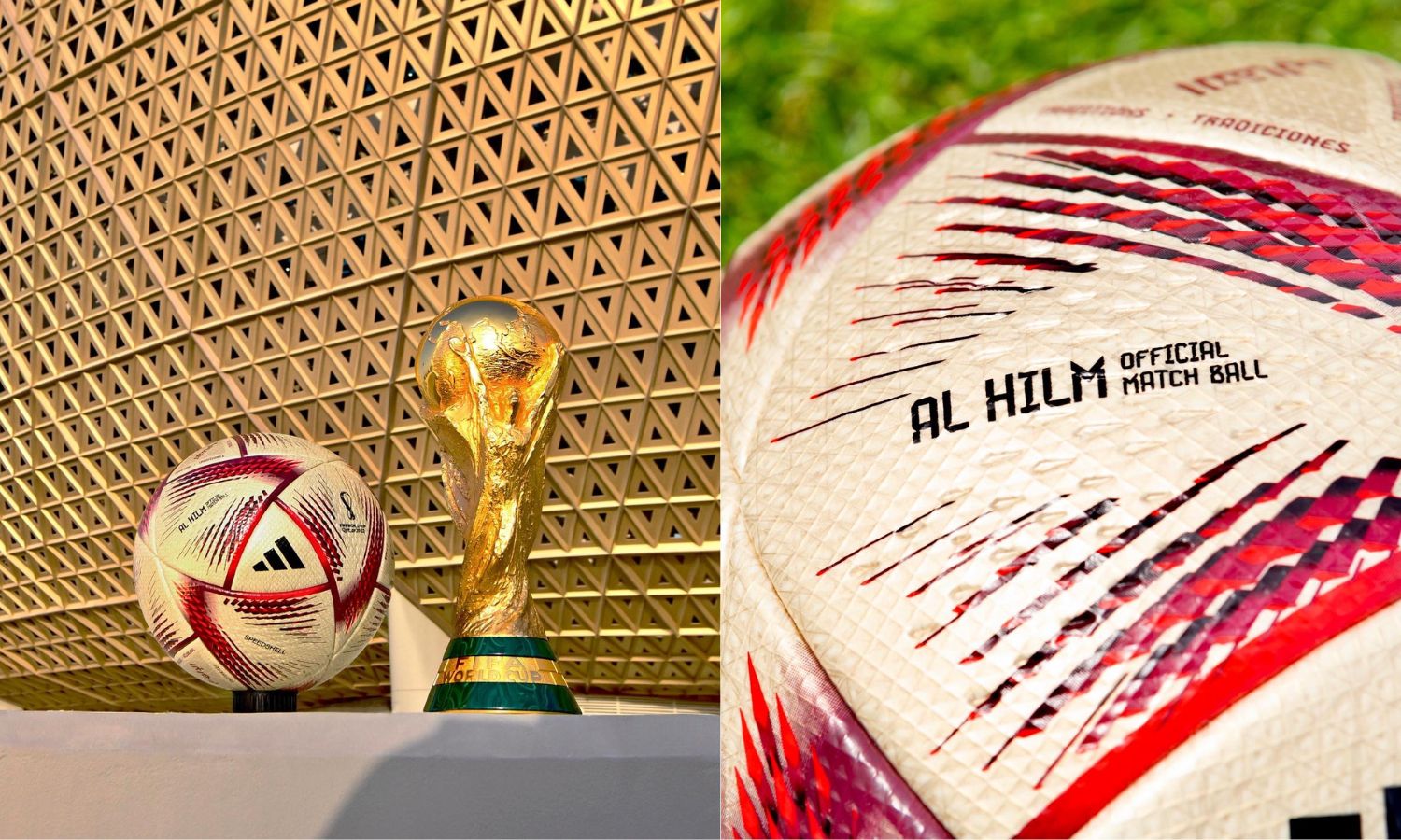 World Cup trophy next to a ball 