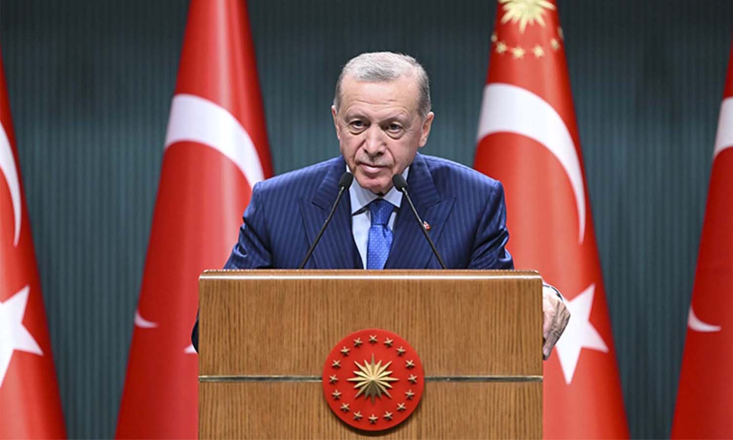 الرئيس التركي رجب طيب أردوغان في اجتماع وزاري - 23 من كانون الثاني 2023 (الأناضول)