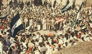 احتفالات أهالي محافظة دير الزور شرقي سوريا بالاستقلال عن الاحتلال الفرنسي- كانون الأول 1946 (مجلة ناشيونال جيوغرافيك)