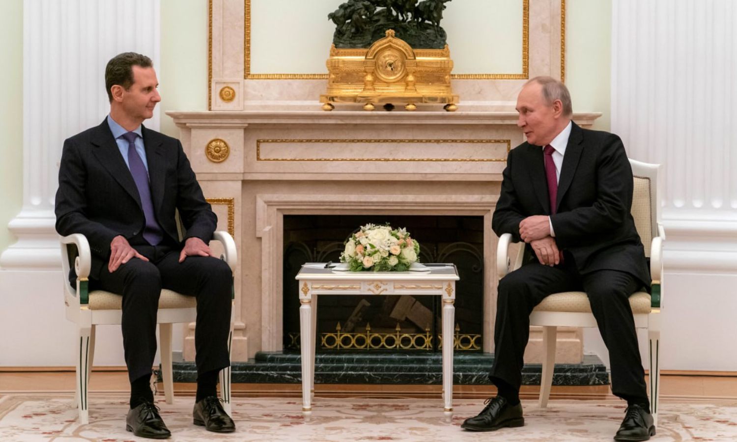 الرئيس الروسي فلاديمير بوتين يلتقي الأسد في موسكو- 15 من آذار 2023 (رئاسة الجمهورية)
