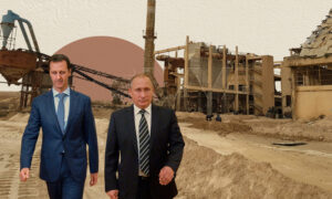 الرئيس الروسي فلاديمير بوتين مع رئيس النظام السوري بشار الأسد (تعديل عنب بلدي)