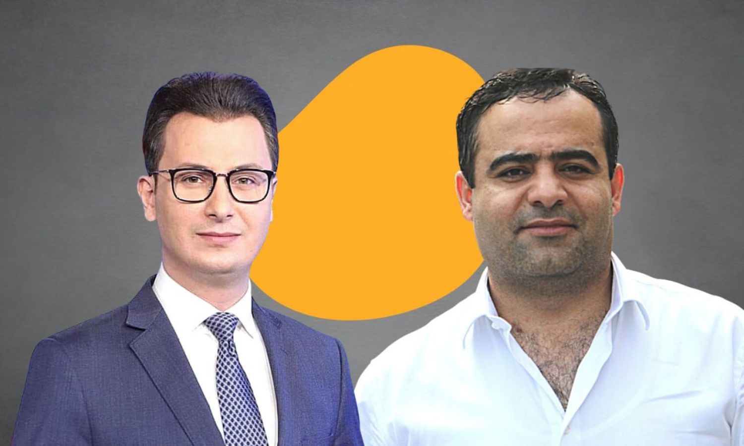 مدير قناة "أورينت" السورية في تركيا علاء فرحات والمذيع أحمد ريحاوي (تعديل عنب بلدي)