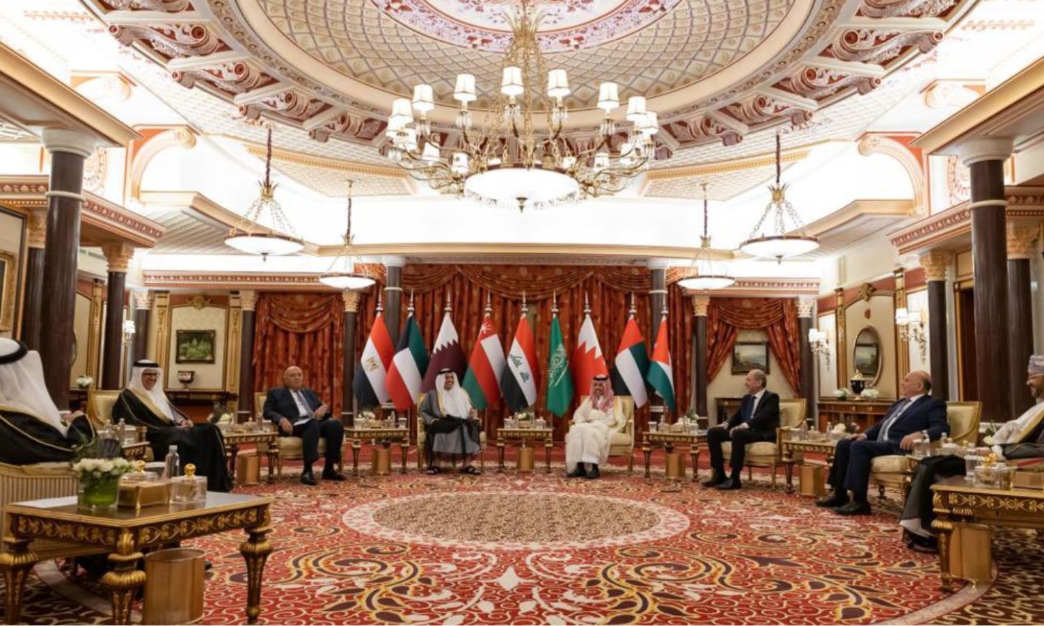 اللقاء الوزاري في العاصمة السعودية الرياض لبحث مسألة عودة النظام السوري إلى الجامعة العربية- 14 من نيسان 2023 (واس)