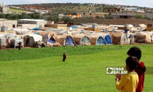 مخيم في حربنوش بريف إدلب الشمال - 8 من نيسان 2023 (عنب بلدي/إياد عبد الجواد)