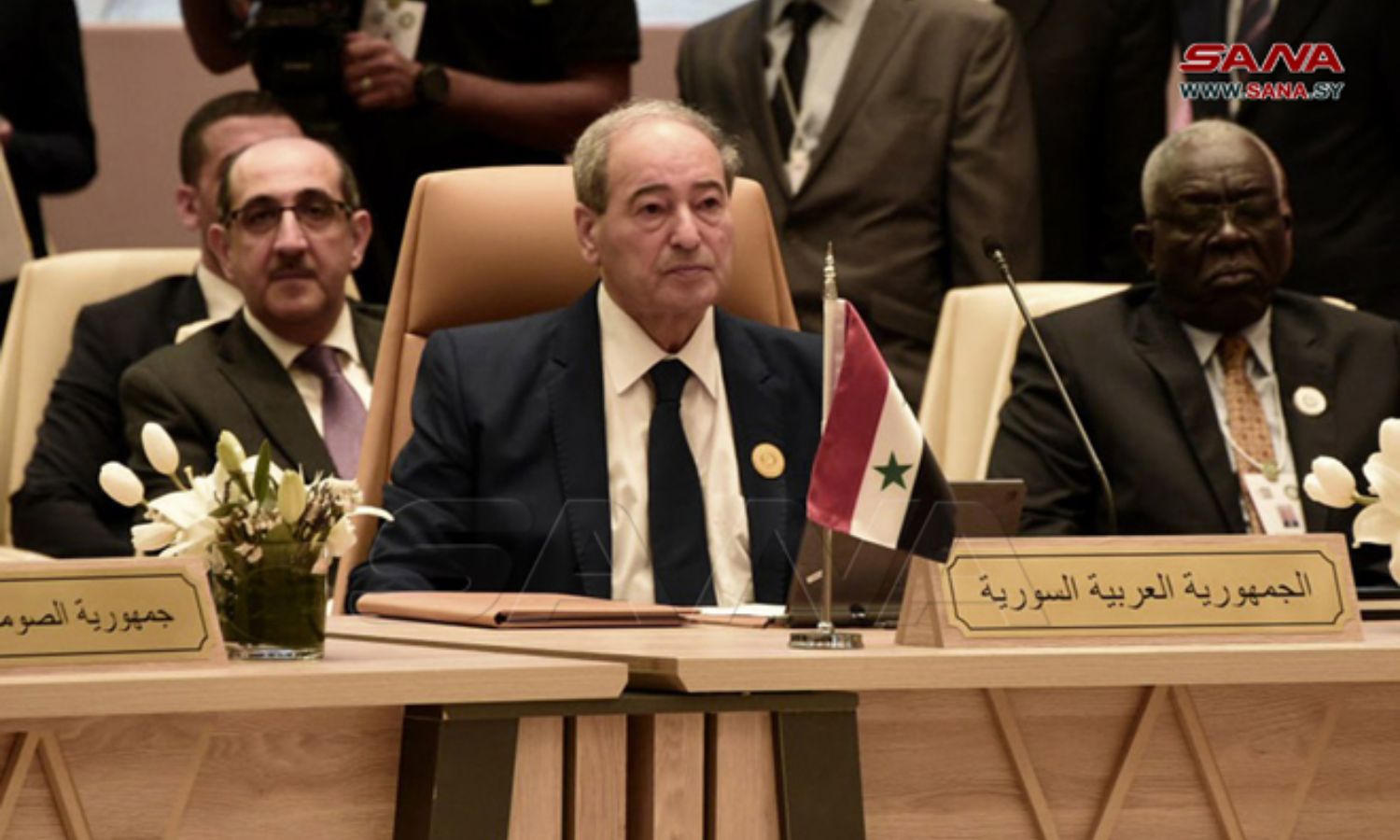 وزير الخارجية السوري فيصل المقداد خلال الاجتماع الوزاري العربي تحضيرًا للقمة العربية- 17 من أيار 2023 (سانا)