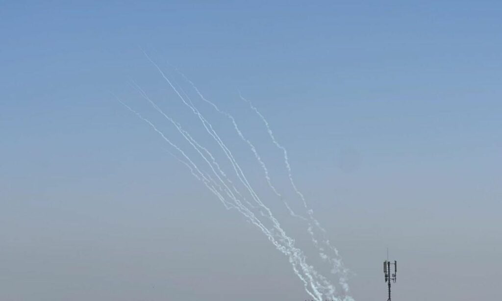 صواريخ تنطلق من قطاع غزة إلى الداخل الفلسطيني المحتل- 10 من أيار 2023 (غزة الآن)