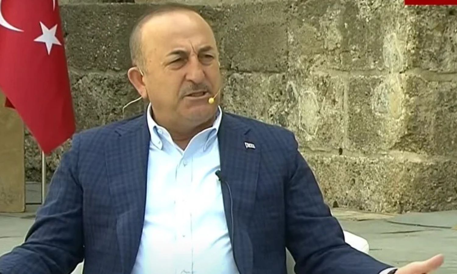 وزير الخارجية التركي مولود جاويش أوغلو خلال مقابلة تلفزيونية- 3 من أيار 2023 (NTV)